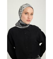Schaless Sessiz Mevsimler - Mavi - Efilia Desenli Eşarp - 90x90 Cm (Gri)
