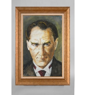 Çerçeveli Paspartulu Atatürk Tablo a62 (Gold)