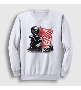 Presmono Unisex Beyaz Bite Anime Attack On Titan Sweatshirt 123348tt
