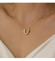 925 Ayar Gümüş Bombeli Kalp Kolye (Gold)