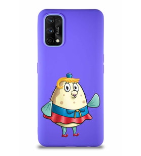Realme 7 Pro Soft Premier Kapak Bayan Puff Tasarımlı Silikon Kılıf - Mor (Şeffaf)