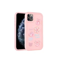 Apple iPhone 11 Pro Max Uyumlu Kılıf Kabartma Figürlü Parlak Zore Toys Silikon Kapak (Pembe)