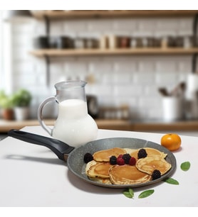 Serenk Fun Cooking Defne Alüminyum Döküm PFOA içermeyen Granit Kaplama Sarı Renk Krep Tavası, 22 cm