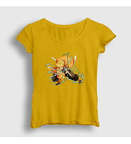 Presmono Kadın Sarı Zenitsu Anime Demon Slayer Kimetsu No Yaiba T-Shirt 309168tt (Sarı)