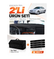 OPEL OMEGA (1993-2003) Uyumlu Torpido Örtüsü + Tay Tüyü Bagaj Çantası + Sticker Seti - Siyah