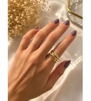 Çizgi Örgü Gold Yüzük