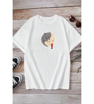 Unisex Kedi Baskılı T-shirt (Beyaz)