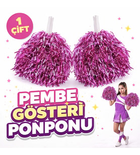 1 Çift Pembe Okul Gösteri Ponponları Ekstra Dolgun