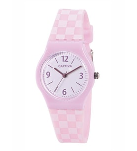 Captiva 30 mt Suya Dayanıklı Analog Silikon Kordonlu Çoçuk Kol Saati CP.YN.25.28 (Pembe)