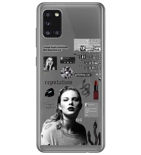 Samsung Galaxy A31 Uyumlu Taylor Swift Desenli Şeffaf Telefon Kılıfı
