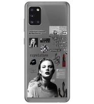 Samsung Galaxy A31 Uyumlu Taylor Swift Desenli Şeffaf Telefon Kılıfı