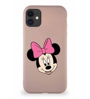 Apple iPhone 11 Soft Premier Kapak Minnie Mouse-C Tasarımlı Silikon Kılıf - Pudra (Şeffaf)