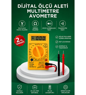Dijital Multimetre Ölçü Aleti AC DC Ölçüm ve LCD Ekranlı
