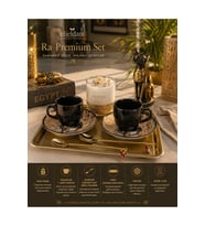 Doğum Günü, Özel Gün, Yeni İş, Yeni Ev Hediyesi Doğal Soya Mum, Mısır Temalı Porselen Fincan, Gold Tepsi ve Rattan Vazo Seti