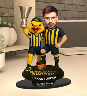 Kişiye Özel Sarı Lacivert Şampiyon Taraftar Karikatür Biblo