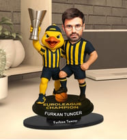 Kişiye Özel Sarı Lacivert Şampiyon Taraftar Karikatür Biblo