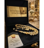 USTA İŞCİLİKLİ DÜŞÜK AYAR ALTIN PARÇACIKLI ROSARY GOLD SİSTEMLİ TESBİH ÖZEL  KUTULU (Rose Gold Altın)