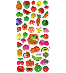 Işıltılı Sticker Kabartmalı Stiker Defter Planlayıcı Etiket (Dfh023)-18x9cm - Sebze Meyve