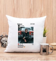 Kişiye Özel İnstagram Tasarım Fotoğraflı Kare Yastık ve Silver Kupa