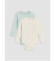 LCW baby Ekru Baskılı Kız Bebek Çıtçıtlı Body 2'li