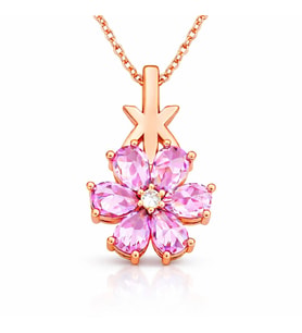 Gümüş Rose Pembe Sevgi Çiçeği Kadın Kolye