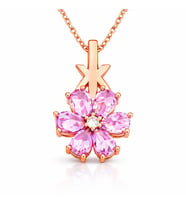 Gümüş Rose Pembe Sevgi Çiçeği Kadın Kolye