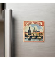Çekya Czech Republic - Posta Pulu Temalı Ülke - Baskılı Buzdolap Magneti Kare - 9x9 cm