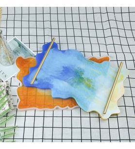 Epoksi Silikon Dalgalı Tepsi Kalıbı Dikdörtgen 40X24.2 CM