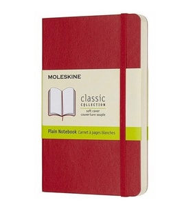 Moleskine Yumuşak Kapak Defter Kırmızı (Çizgisiz - 9x14)