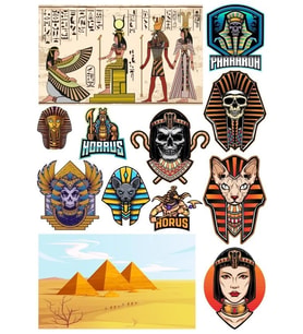 Mısır Temalı Sticker Set-3 13 Parça Telefon, Tablet, Defter, Laptop Sticker