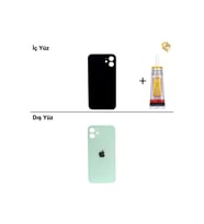 iPhone 12 Yeşil Arka Kapak Arka Cam Batarya Kapağı Lazer Kesim Kapak Pil Kapağı + B-7000 Yapıştırıcı