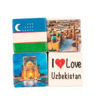 Özbekistan Temalı Dörtlü Taş Magnet (Karışık)