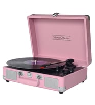 Record Master ST14012 Retro Pikap - Pembe - Bluetooth ve Şarj Özellikli - Tüm Plakları Çalabilme