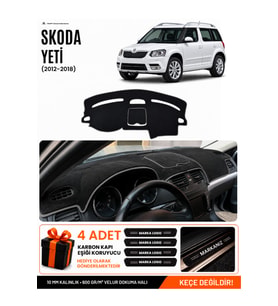 e-biz SKODA YETİ (2012-2018) Uyumlu Torpido Koruma, Torpido Örtüsü, Torpido Kılıfı - Siyah-Gri - SK013