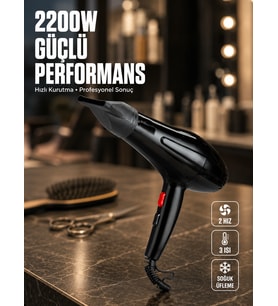 Soğuk Üfleme Özellikli 2200w Profesyonel Fön Makinesi