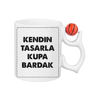 Basketbol Toplu Kendin Tasarla Kişiye Özel Kupa Bardak (Beyaz)