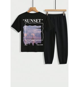 Çocuk Sunset Alt - Üst Eşofman Takımı (Siyah)