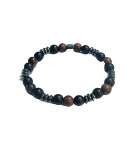 JTAW25BLK1644 8 MM MAZI AĞACI ONYX ve HEMATİT DOĞALTAŞ ESNEK SİYAH GARANTİLİ JANTİ BİLEKLİK