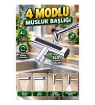 4 Modlu Çok Fonksiyonlu Musluk Başlığı 360° Döner Tasarım Adaptör Setli Mutfak ve Banyo Uyumlu