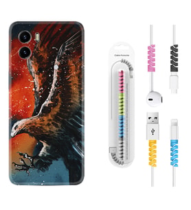 Vivo Y15S Y32 Y33S Y51 Y53S Kılıf Kablo Koruma Spiral Silikon Kartal Uçarken 1718