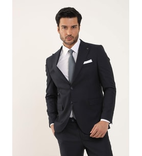 Lacivert Erkek Regular Fit Düz Mono Yaka Takım Elbise - 106896