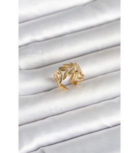 316L Çelik Gold Renk Başak Figür Kadın Yüzük TJ-BYK4174