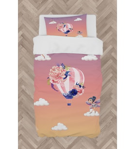 MEKTA HOME BEBEK VE ÇOCUK ODASI Uçan Balon ve Çiçek Desenli Nevresim Takımı