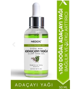 NEDOX Misk Adaçayı Yağı %100 Doğal Bağlılık Ve Tutku Arttırıcı Clary Sage Oil 50 Ml