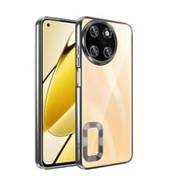 Realme 11 4G Uyumlu Kılıf Kamera Korumalı Logo Gösteren Zore Omega Kapak (Siyah)