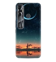 Tecno Spark 6 6 Go 8C 8 Pro 7 7 Spark 9 Pro Kılıf Desemli Silikon Ay ve Kız 1720