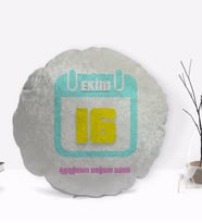 BK Gift Kişiye Özel İsimli Tarihli Doğum Günü Tasarımlı Yuvarlak Dekoratif Kırlent Yastık-6
