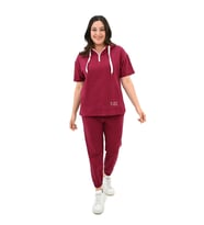 Kadın Kapüşonlu Büyük Beden Eşofman Takımı 3759-23 (Bordo)