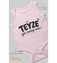 Teyze ve Yan Sanayi Anne Yazılı Sıfır Kol Bebek Zıbını %100 Pamuk