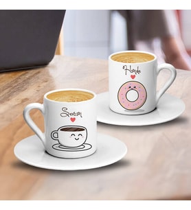 Kahve ve Donut İkili Kahve Fincanı
